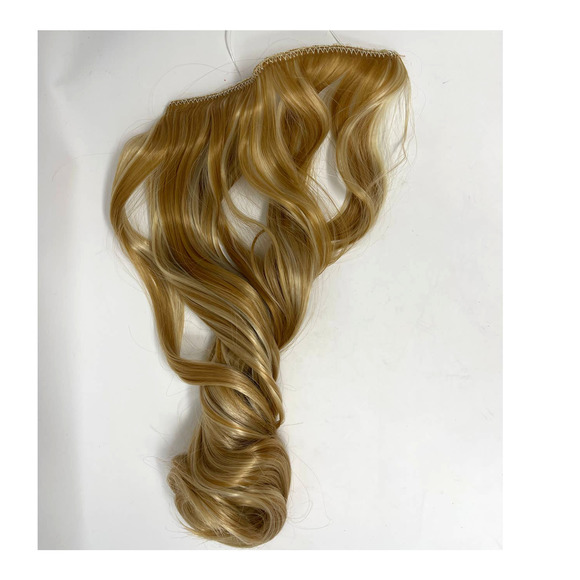 New Invisible Halo Hair Extensions Medium / Light Golden Blond Curly 20" - Picture 3 of 6